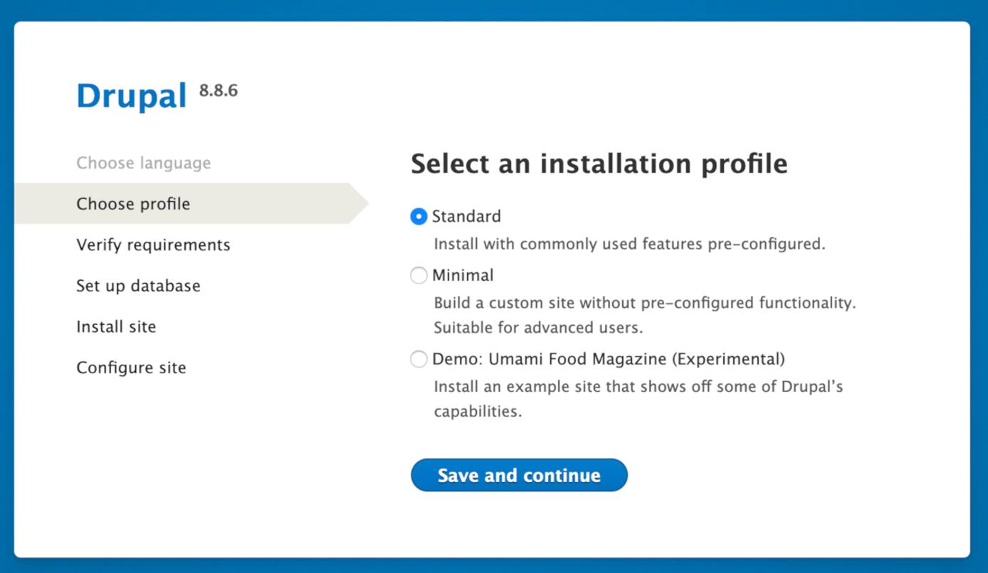 Drupal Choose Profile Screen Drupal Choose Profile Screen