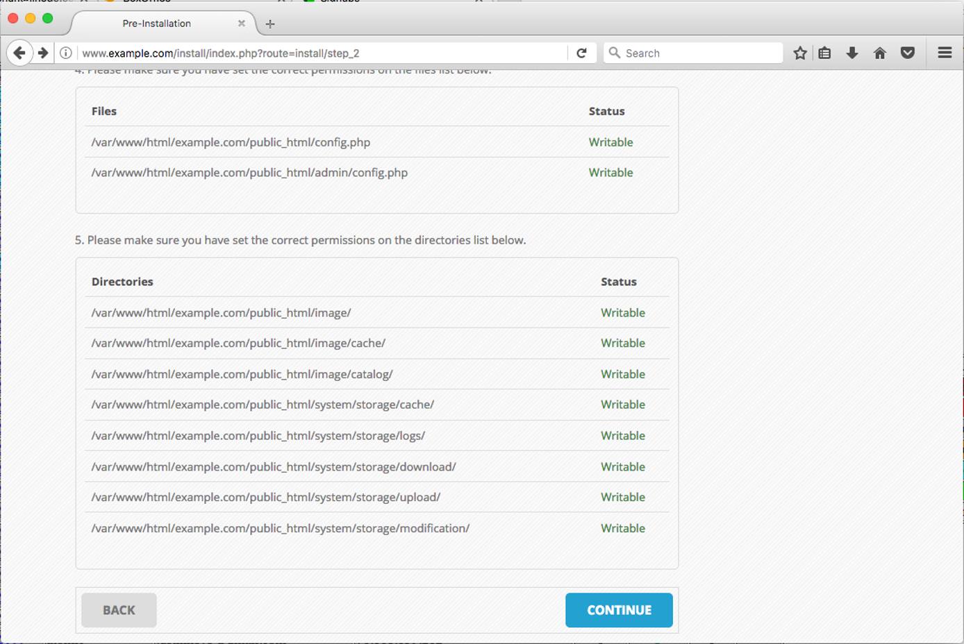 OpenCart Installer Page 2. OpenCart Installer Page 2.